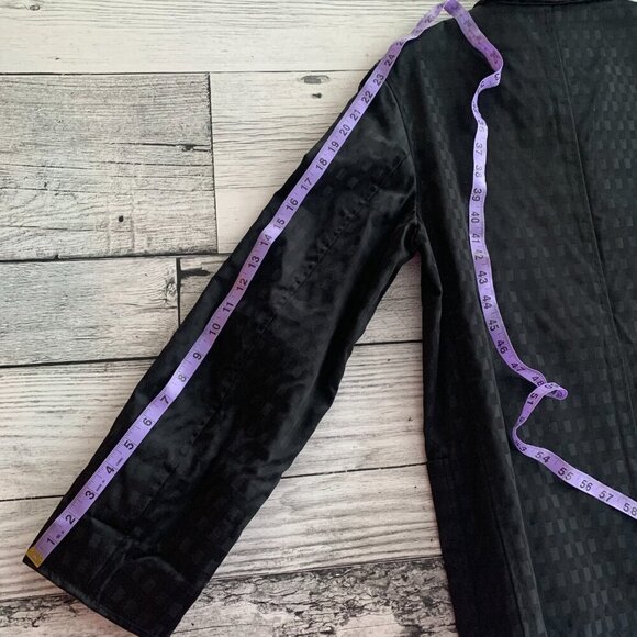 Aquascutum Vintage 80s Short Trench Coat Black Check Mid Mac Jacket - Picture 16 of 16